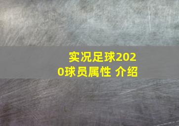 实况足球2020球员属性 介绍